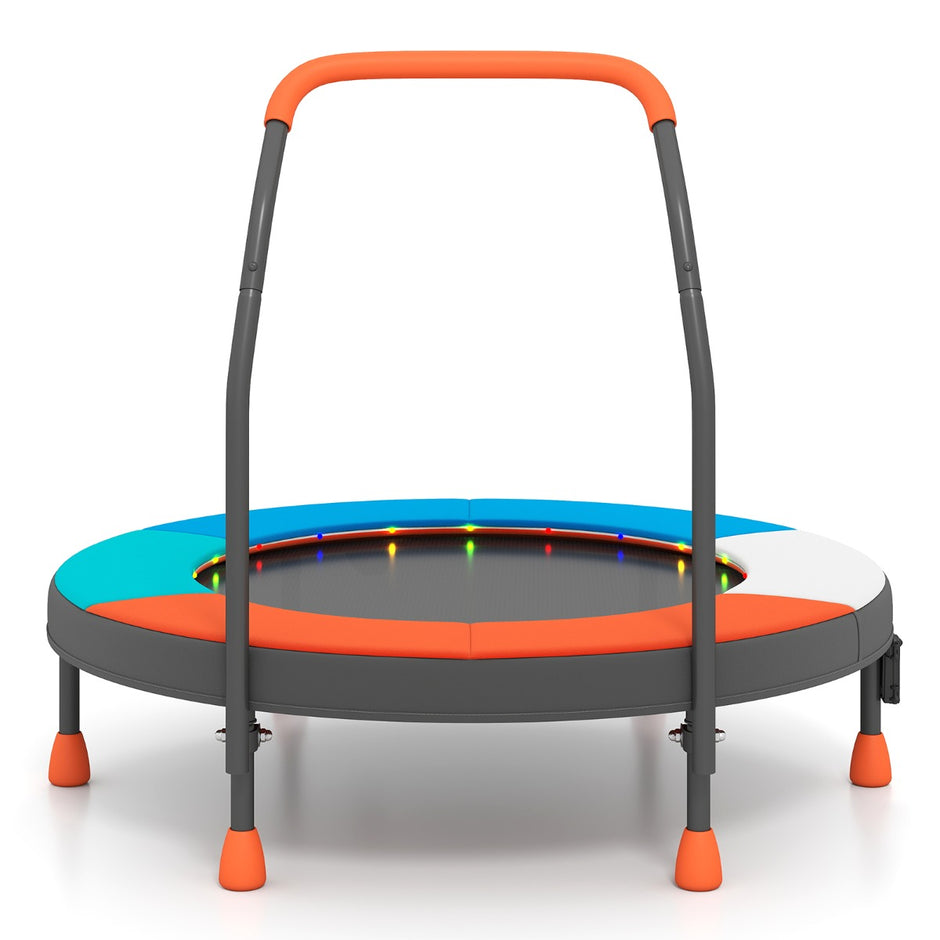 Barntrampolin – Med LED Belysning Och Handtag Väska Mini Ljusblå – Ø 90 Cm – Blå