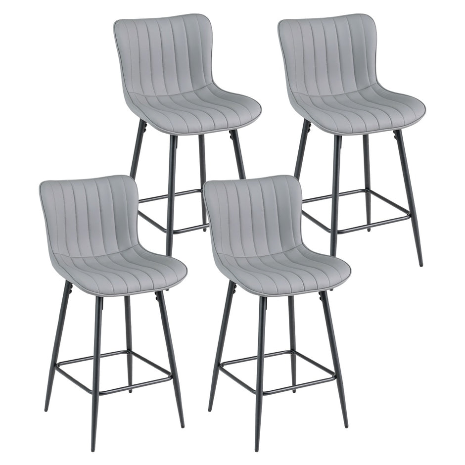 Barpall – pack, höga kökspallar med ergonomiskt ryggstöd och vadderad sits – 2