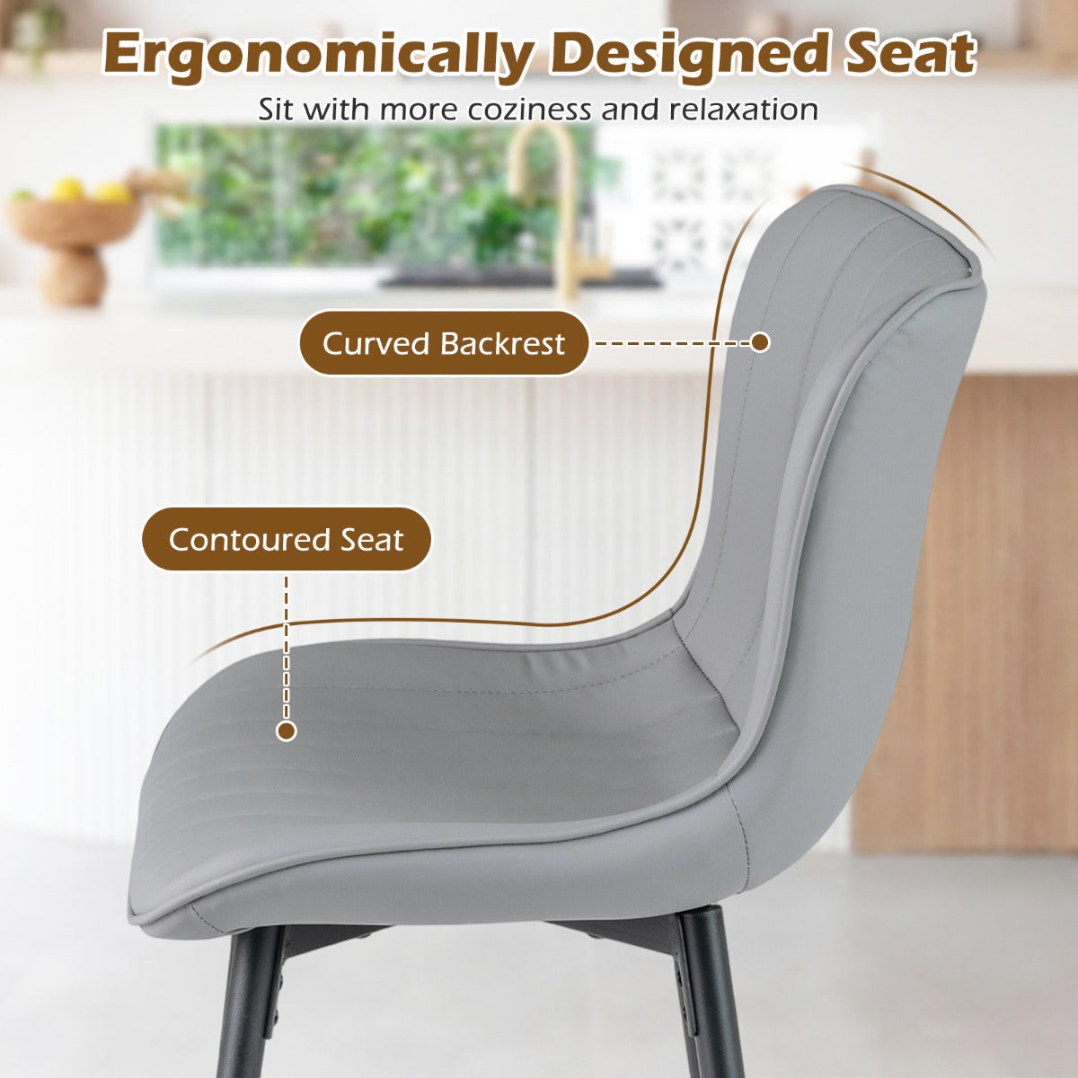Barpall – pack, höga kökspallar med ergonomiskt ryggstöd och vadderad sits – 2