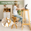 Set – med hopfällbara barstolar av bambu fotstöd, sitthöjd – 2 61 cm – Natur