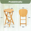 Set – med hopfällbara barstolar av bambu fotstöd, sitthöjd – 2 61 cm – Natur