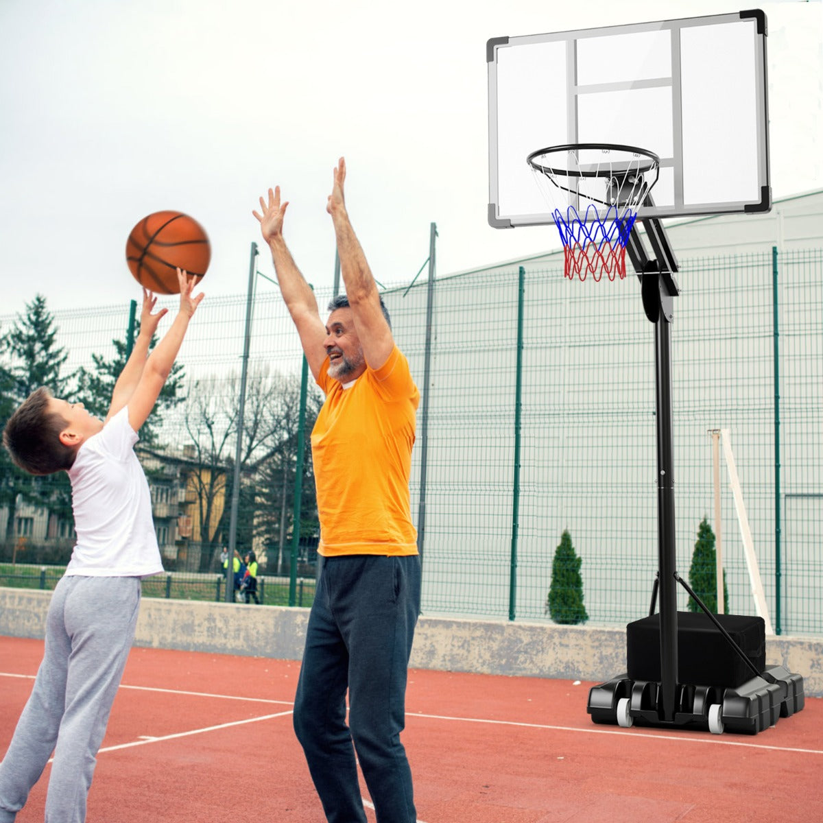 Basketbåge – utomhus Höjdjusterbart basketstativ med hjul – 135/143-305 cm 2 – Svart