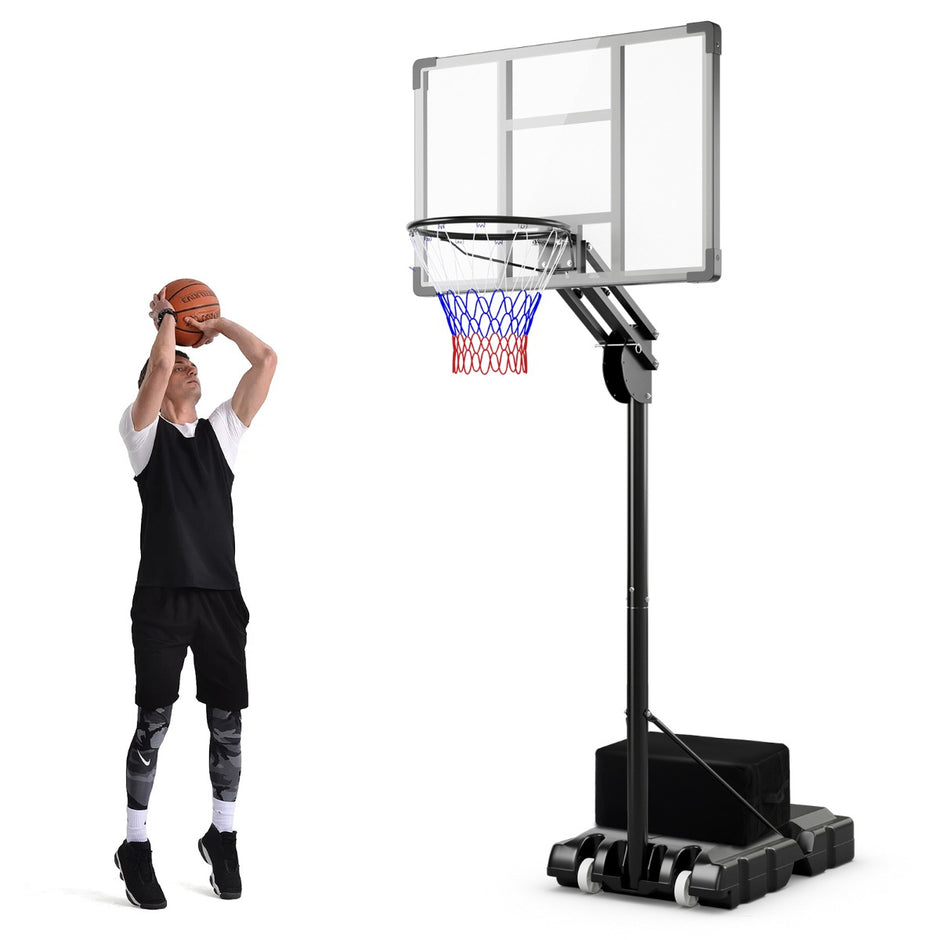 Basketbåge – utomhus Höjdjusterbart basketstativ med hjul – 135/143-305 cm 2 – Svart