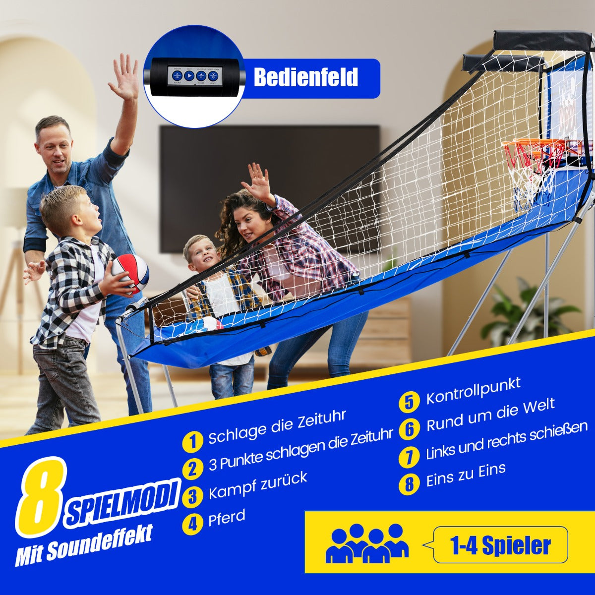 i – basketmaskin med bollar och luftpump spellägen Arkadbasketspel mörkblå – 8 1 4 8 – Blå