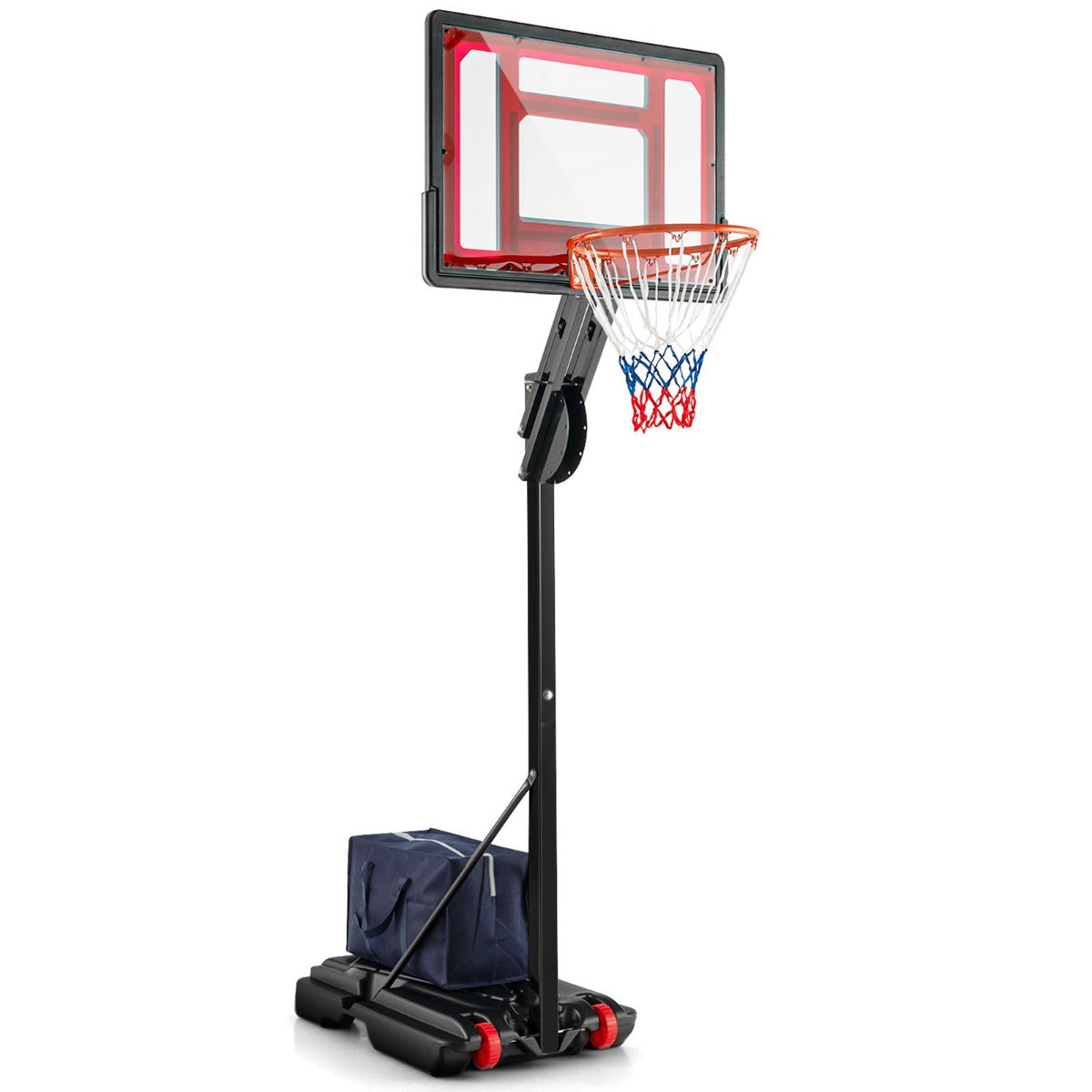 Höjdjusterbar – basketställning basketkorg med stativ och hjul – 2 105-260 cm – Svart