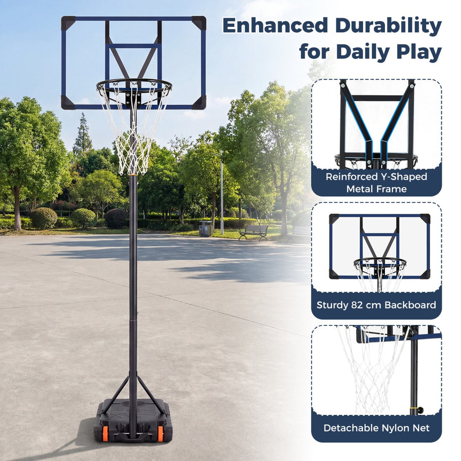 Höjjusterbart – basketställ Utomhus basketkorg med hjul och stativ Basketutrustning – Svart