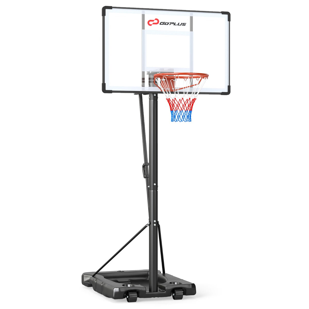 Basketkorg – Med Stativ och Hjul Viktpåse Höjdjusterbar Basketställning Korbanläggning – 2 – Svart
