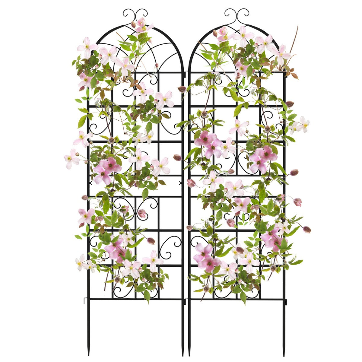 pack – metall spaljé fristående trädgårdsgärde för stickning – 2 180 x 50 cm – Svart