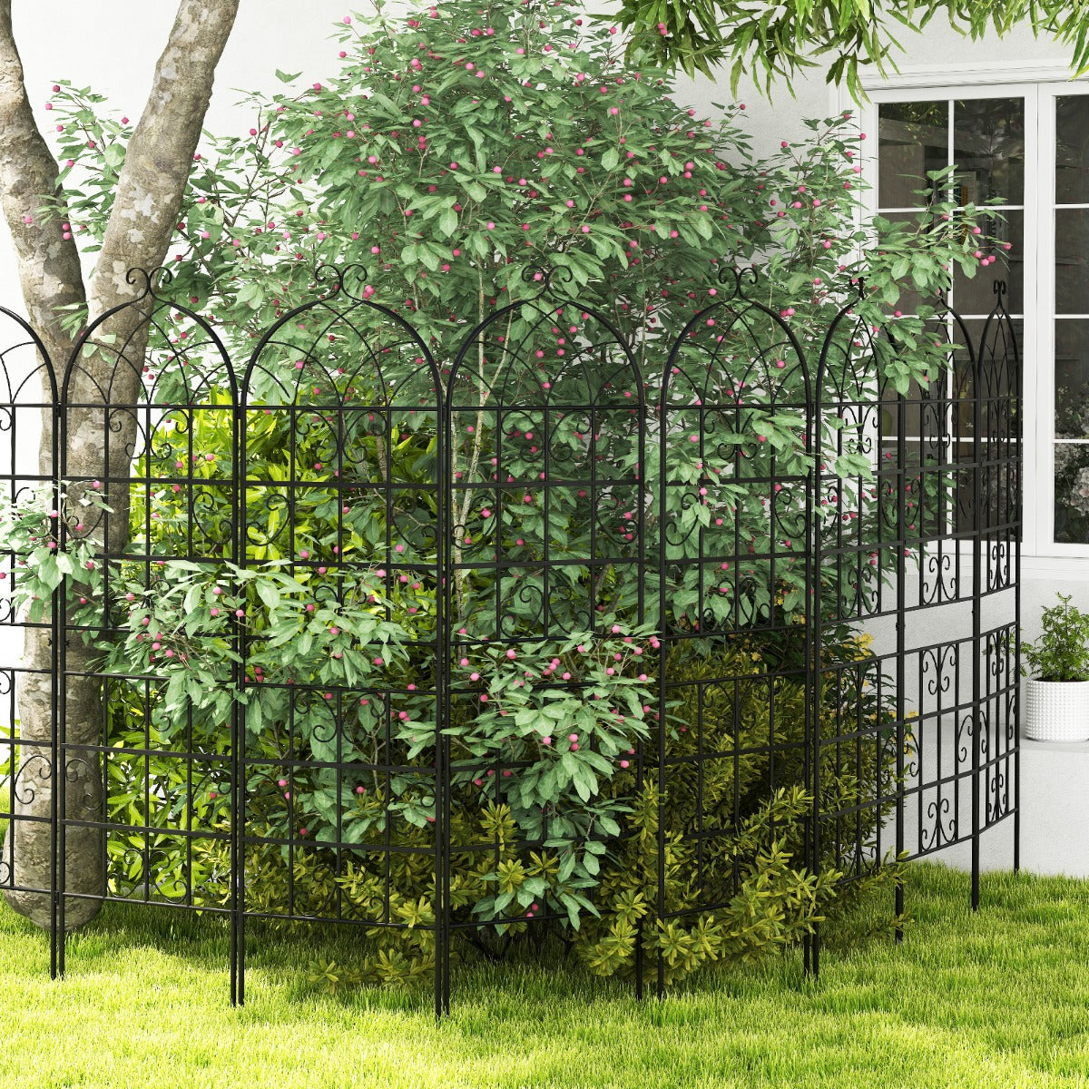 pack – metall spaljé fristående trädgårdsgärde för stickning – 2 180 x 50 cm – Svart