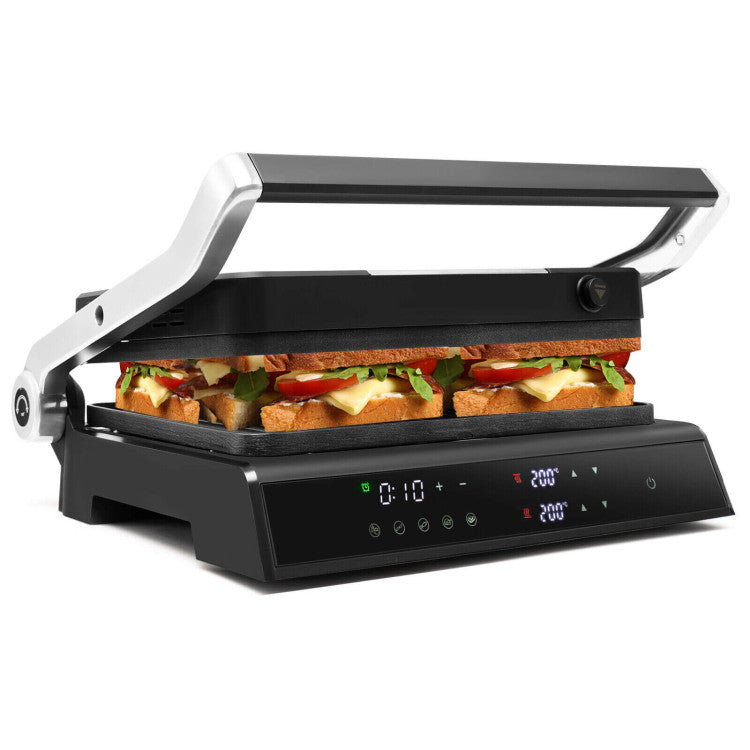 i – 1800W Panini pressgrill med non stick plattor elektrisk – 3 1 – Svart