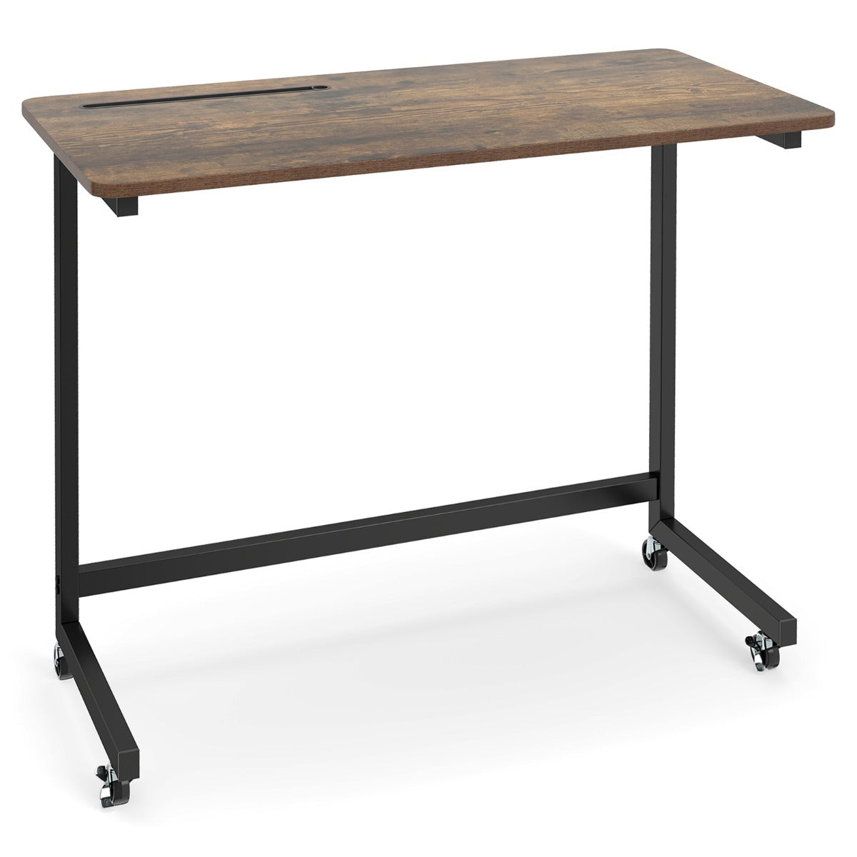 Mobilt – sidobord rullbord för laptop med förvaringsfack C format soffa rustikalt brunt – Rustik brun