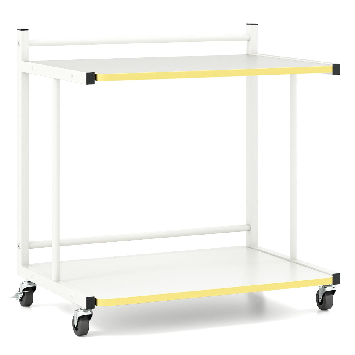 Sidebord – med hjul och öppna hyllor Skrivbord för skrivare C form Soffbord – 2 – Vit