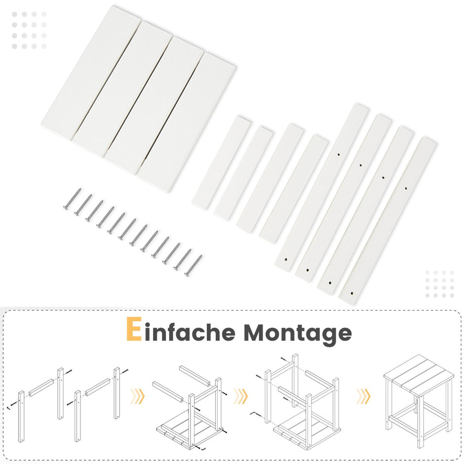 Sidobord – väderbeständigt HDPE Adirondack – 36 x 36 x 47 cm – Vit
