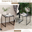 Sidobord – Litet trädgårdsbord Balkongbord med bordsskiva i härdat glas – 43 x 43 x 45 cm – Svart