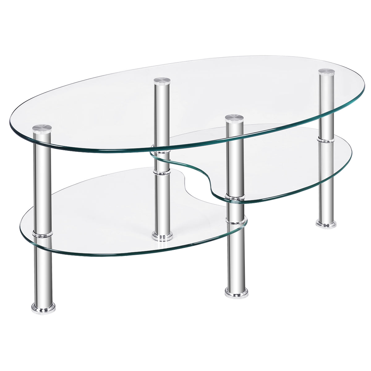 vånings – glasbord med modern oval design – 3 – Genomskinlig