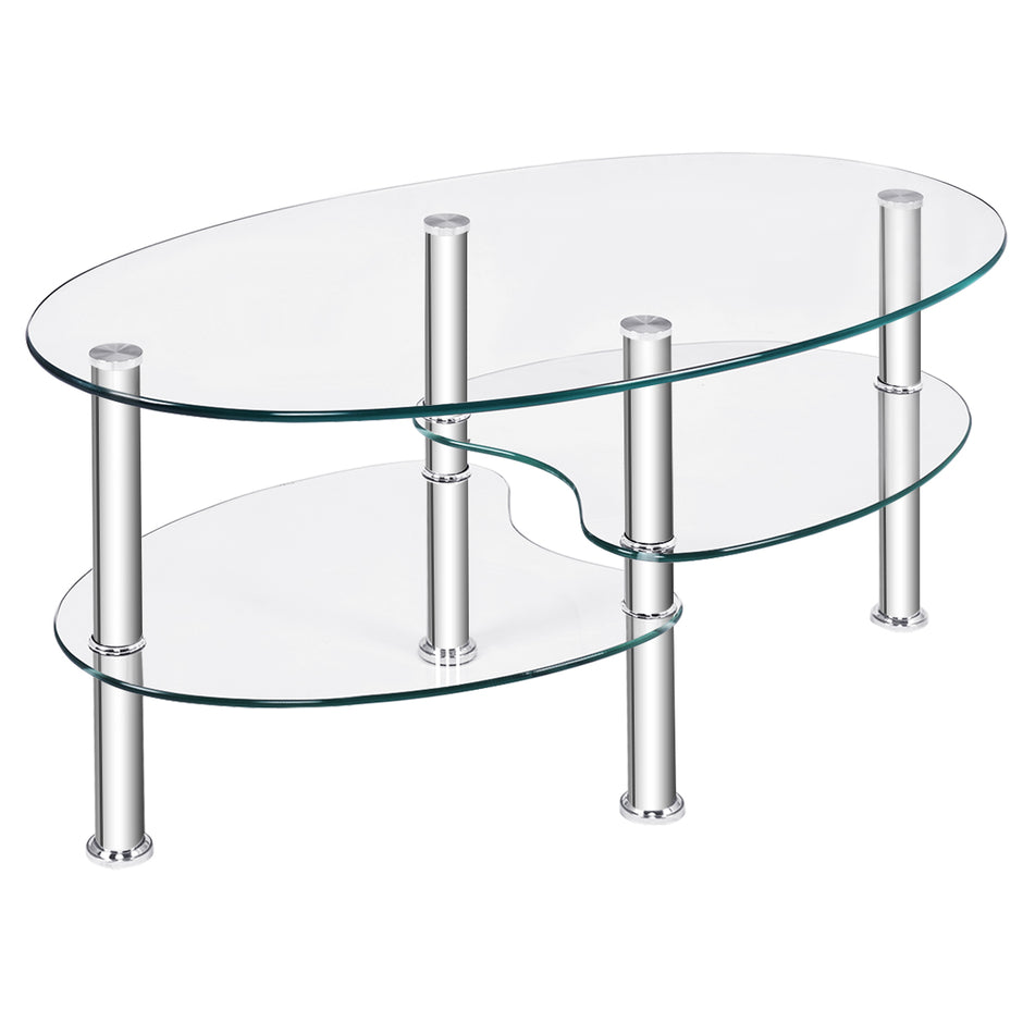 vånings – glasbord med modern oval design – 3 – Genomskinlig