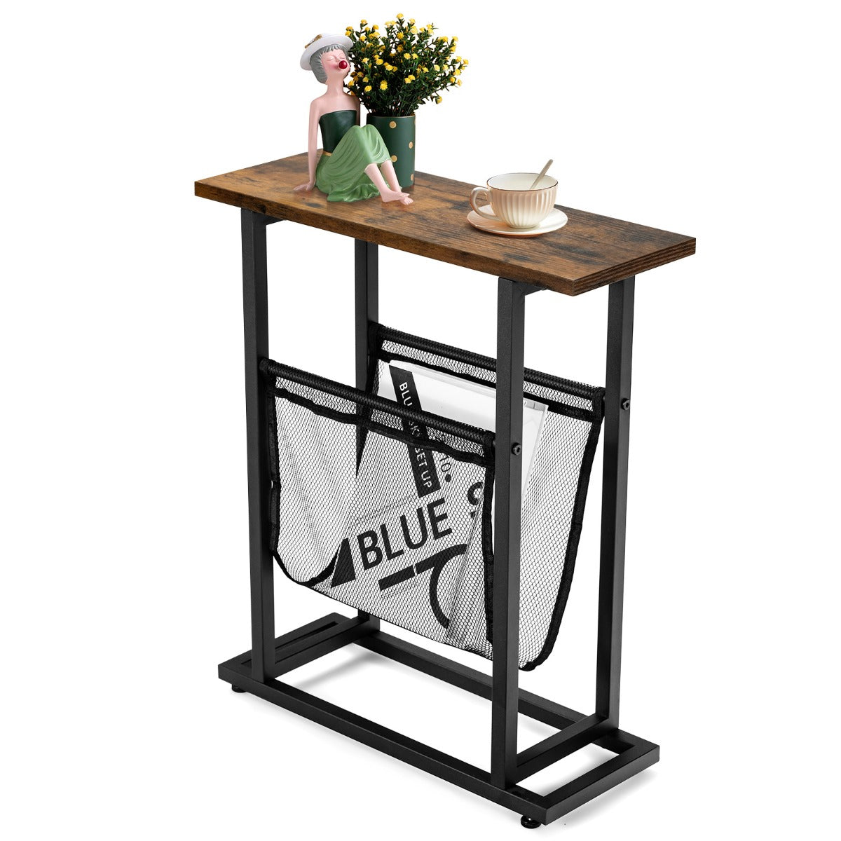 Industriellt – sidobord vånings smalt soffbord + – 2 48 x 18 x 54,5 cm – Brun