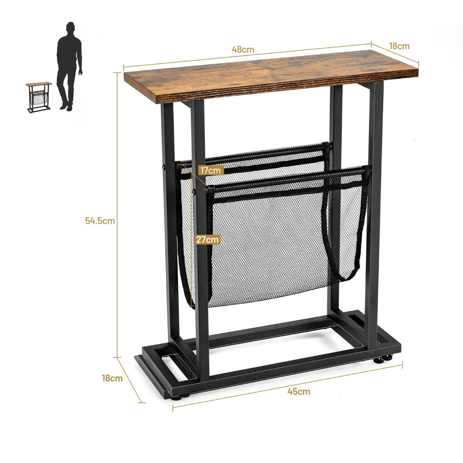 Industriellt – sidobord vånings smalt soffbord + – 2 48 x 18 x 54,5 cm – Brun