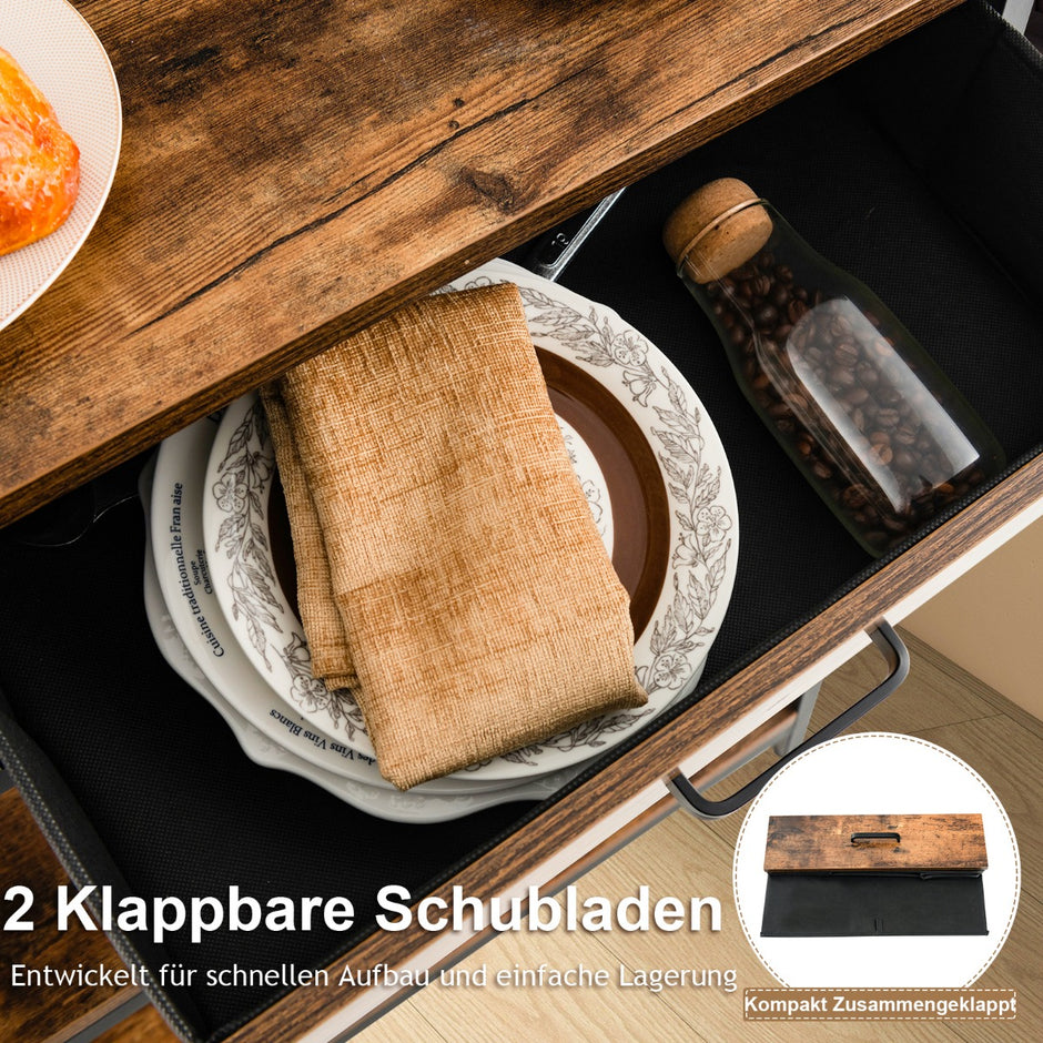 Konsolbord – med tyglådor våningar Sidobord – 2 3 100 cm – Rustik brun