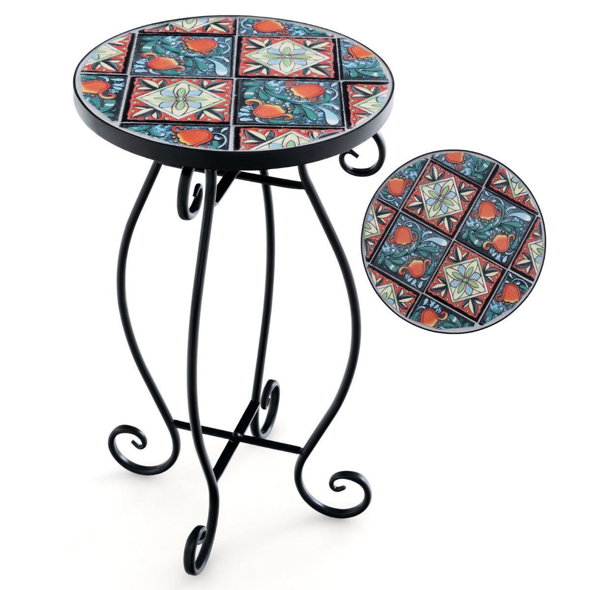 Sidobord – mosaikbord runt trädgårdsbord bistrobord ∅30 x – 50 cm – Färgglad
