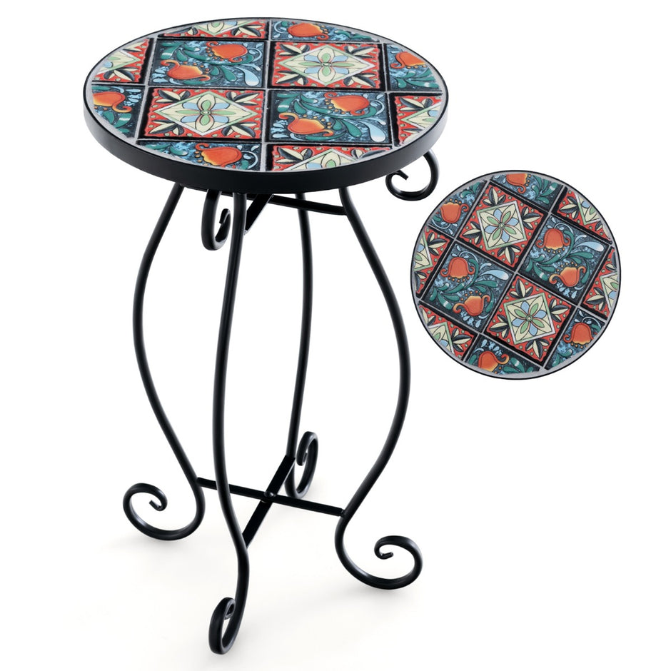 Sidobord – mosaikbord runt trädgårdsbord bistrobord ∅30 x – 50 cm – Färgglad