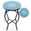 Sidobord – Mosaikbord Runt Mosaikträdgårdsbord Bistrobord och – 35 x 55 cm – Blå
