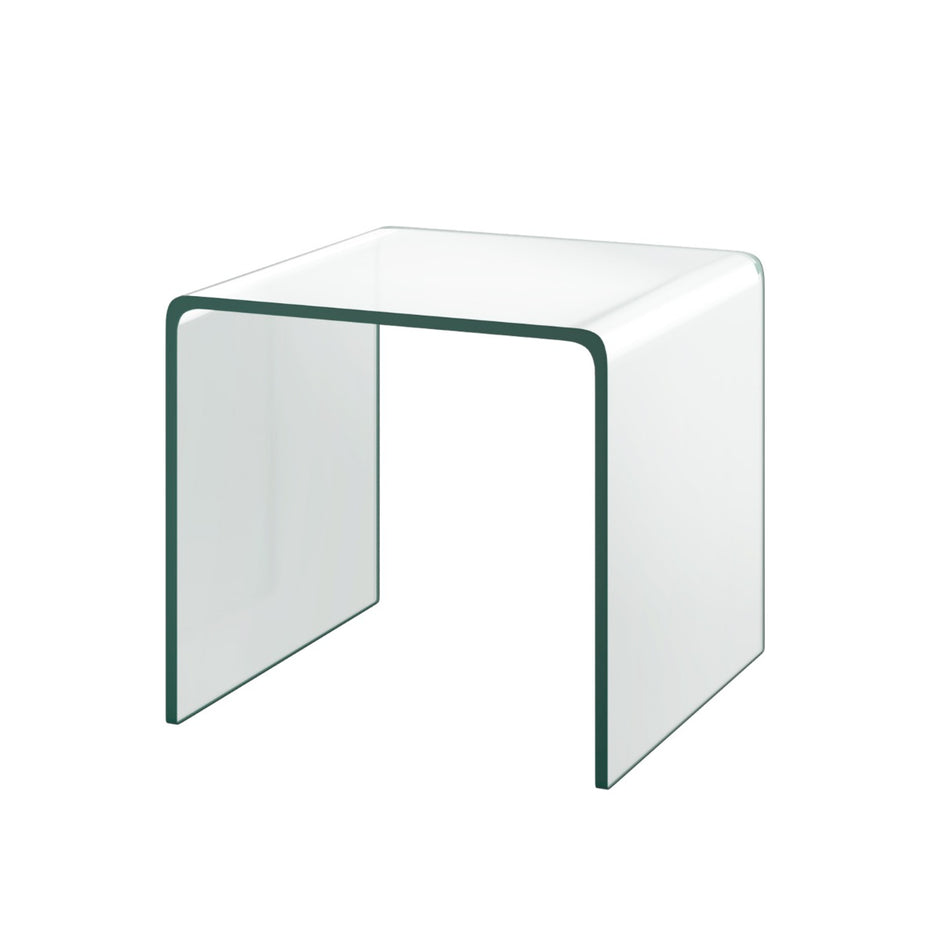 Sidobord – glas nattduksbord U format transparent fyrkantigt – 45 x 45 x 41 cm – Genomskinlig