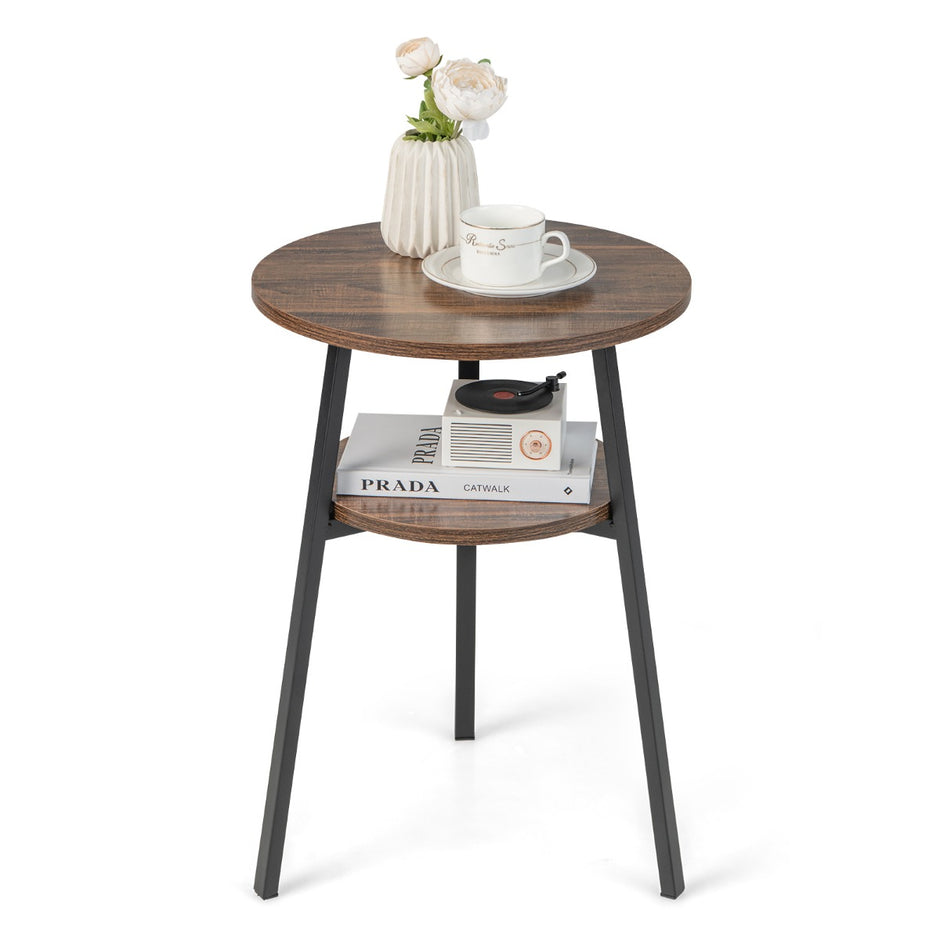 våningar – sidobord runt sängbord med metallram Vintage – 2 39 x 39 x 55 cm – Brun