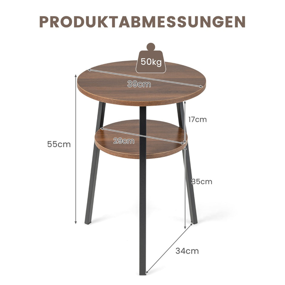våningar – sidobord runt sängbord med metallram – 2 39 x 39 x 55 cm – Valnöt