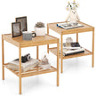 Set – med bambu sängbord vånings sidobord Naturligt – 2 2 40 x 40 x 45 cm – Natur