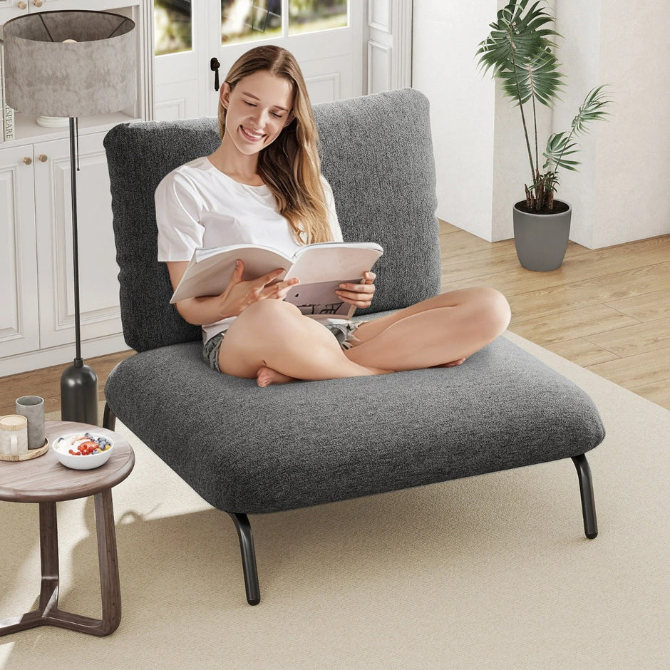 Extra – stor accentstol med bred och djup sits Klädd Belastbar upp till – 250 kg – Grå