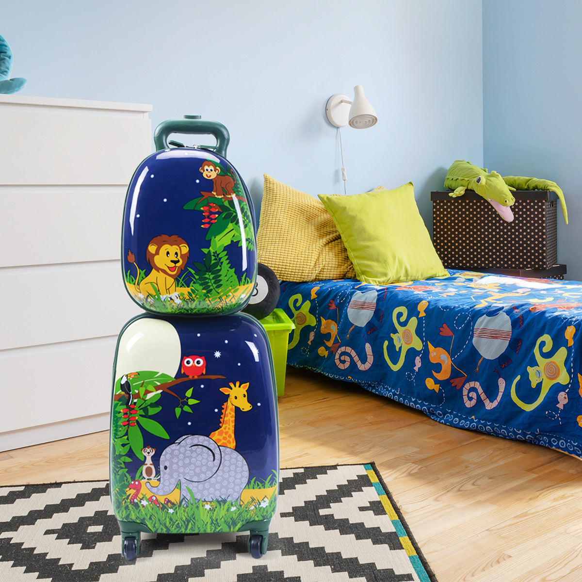 delad – resväska set resbagage barnbagage 16'' + 12'' ryggsäck – 2 – Färgglad
