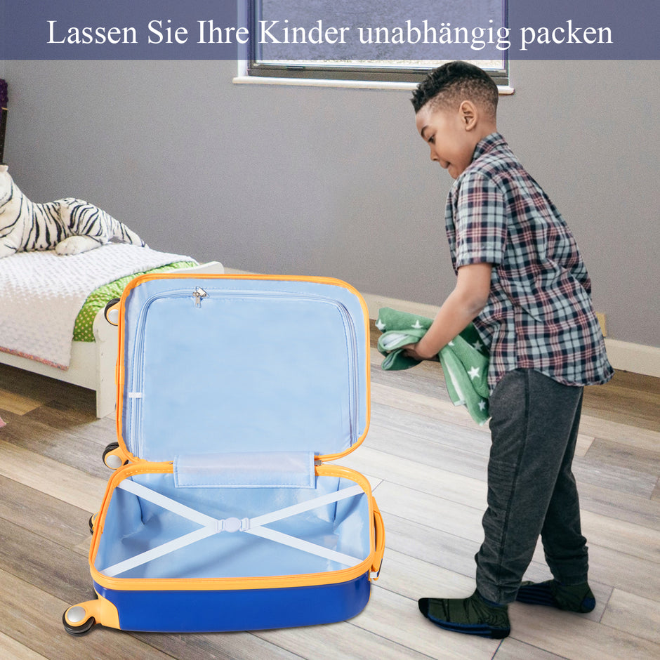 delat – set Barnresväska + ryggsäck av plast Barnvagn Barnbagage Astronauter – 2 – Blå