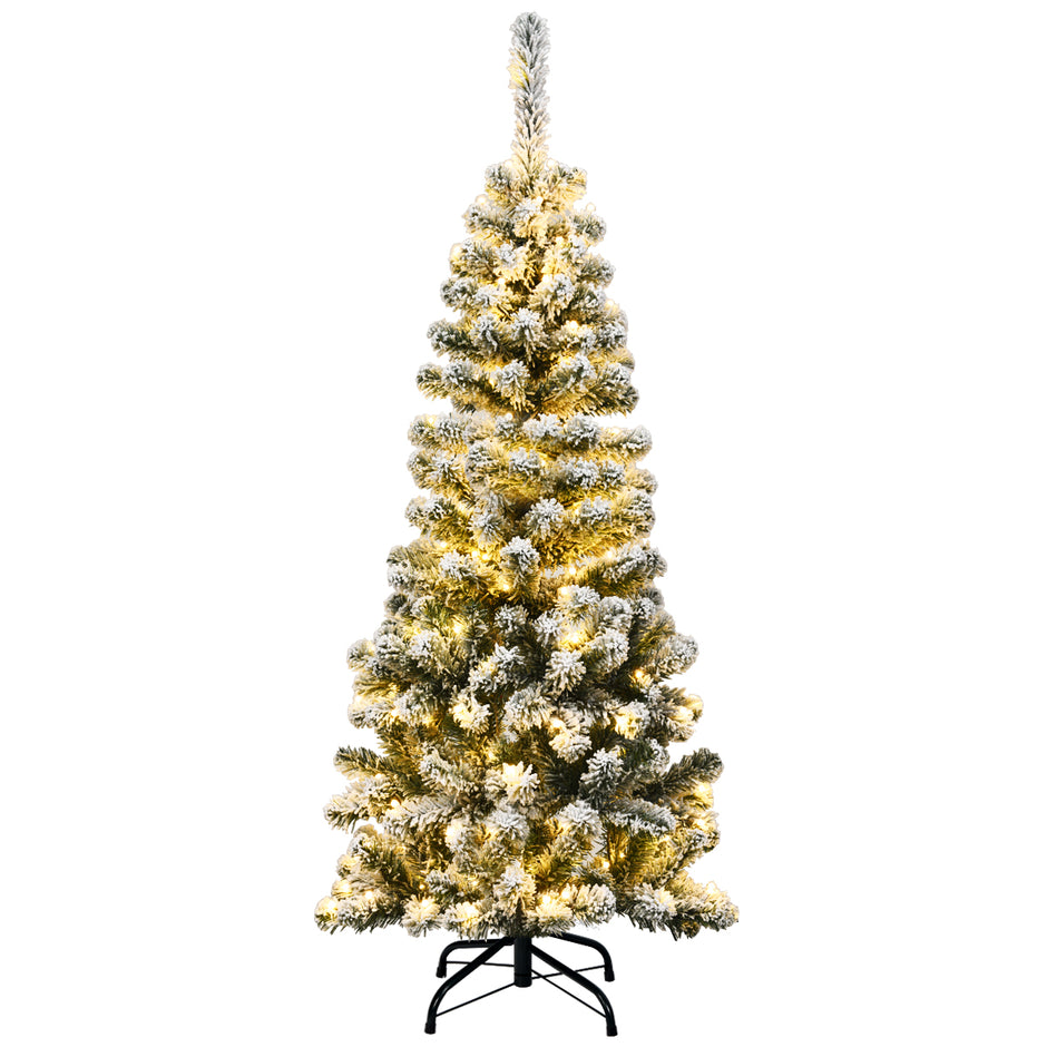 Konstpenna – julgran med snö och LED lampor – 150 135 cm – Grön