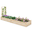 Upphöjd – säng gjord av granträ med spaljé plantering trädgård – 235 x 63 x 102 cm – Natur