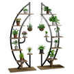 Blomsterställ – vånings metallväxtställ i halvmåneform (2 delar) – 6 – Natur