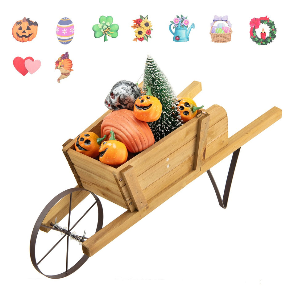 Blomstervagn – Blomskottkärra för inomhus och utomhusbruk – 69,5 x 26 x 29,5 cm – Valnöt