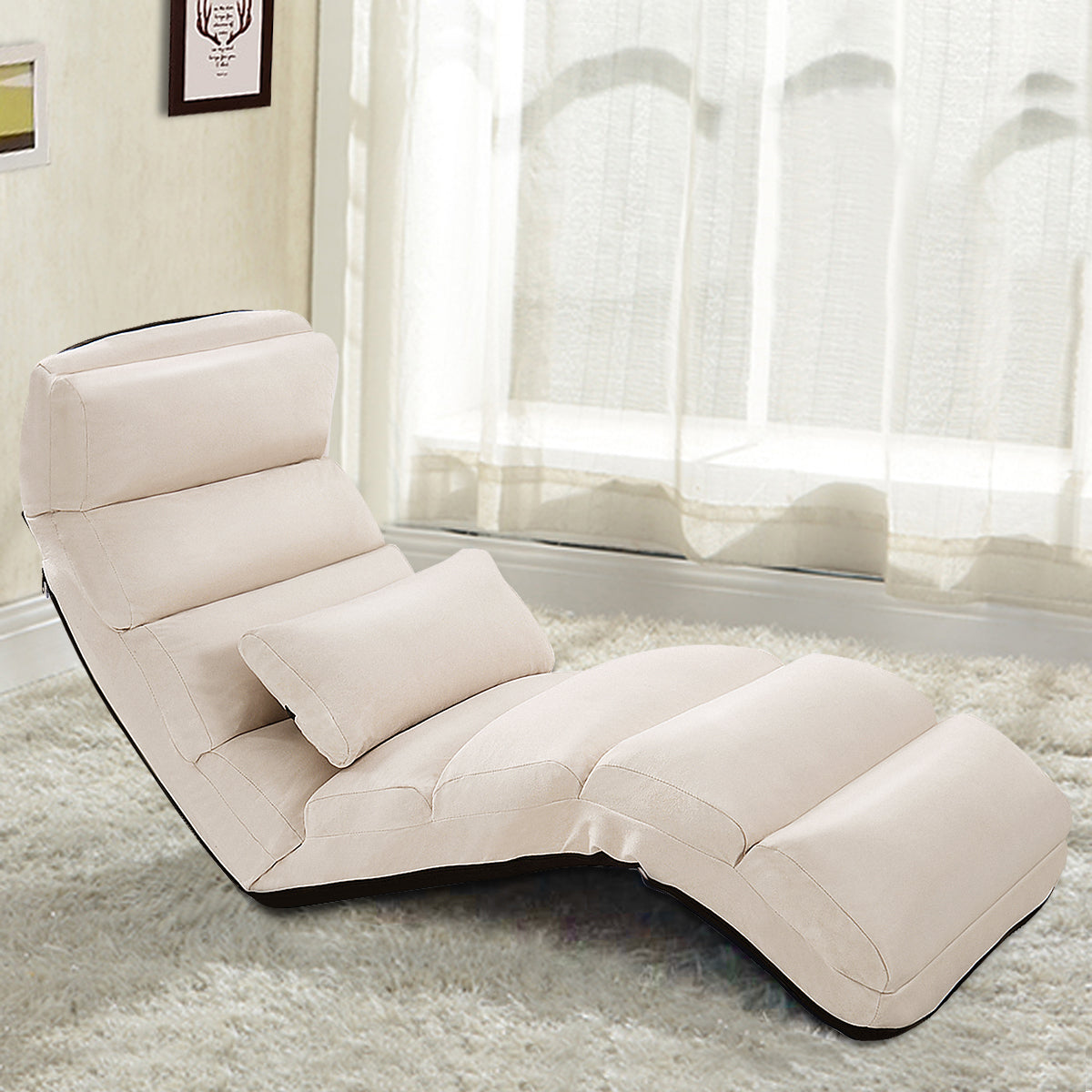 Golvstol – vägs justerbar mockaklädd – 5 175 x 55 x 20 cm – Beige