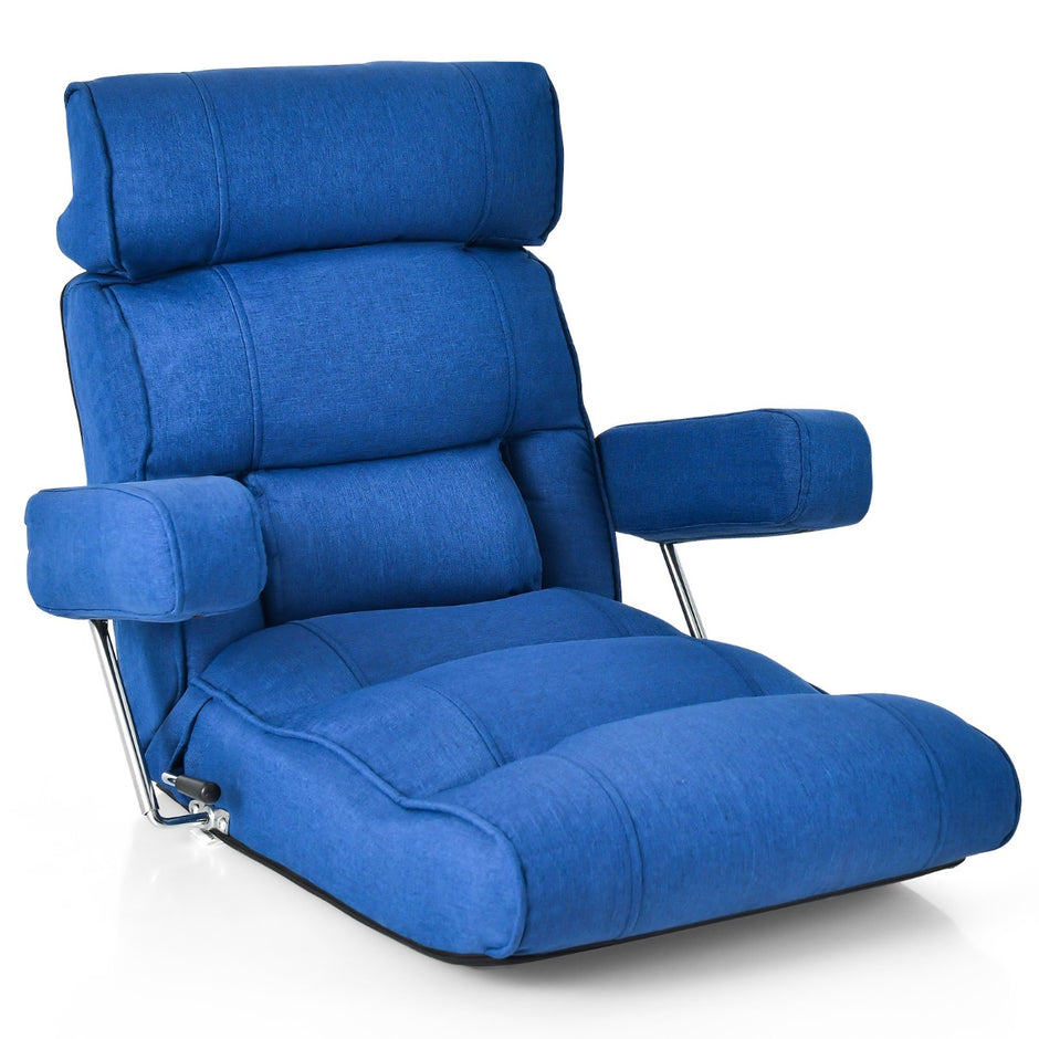 Golvstol – hopfällbar soffa med justerbart ryggstöd – 80 x 72 x 75 cm – Blå
