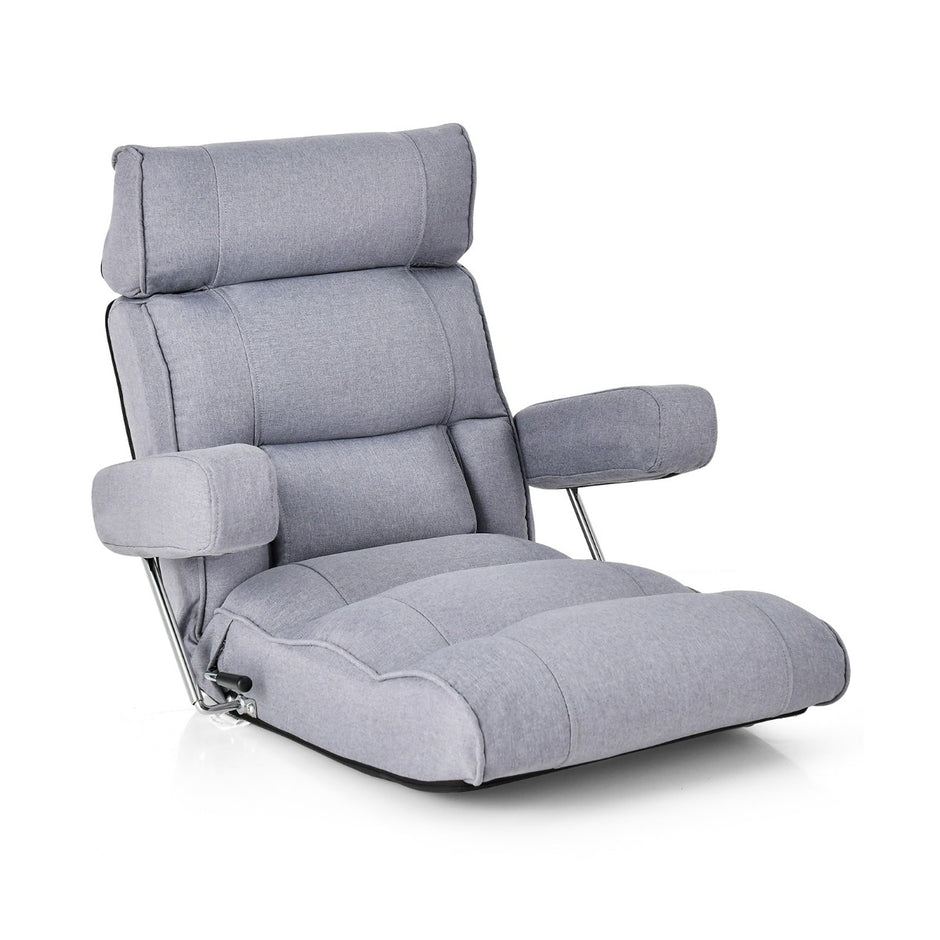 Golvstol – hopfällbar soffa med justerbart ryggstöd – 80 x 72 x 75 cm – Grå