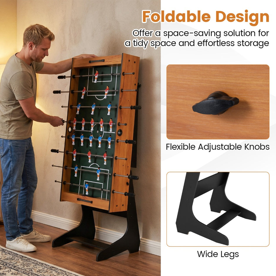 Hopbar – fotbollsspelbord med spelare och bollar poängräknare, – 22 2 2 120 cm – Natur