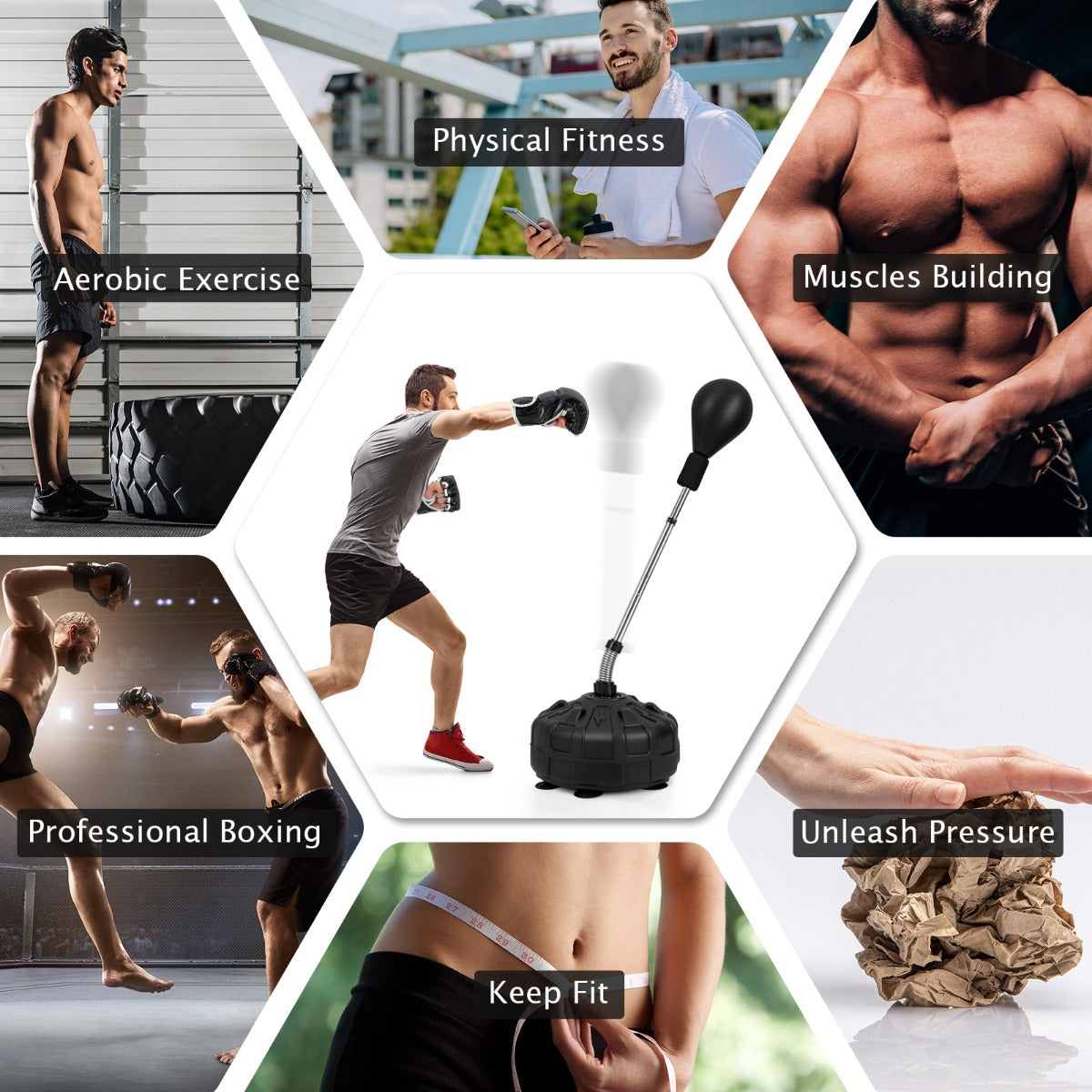 Boxboll – med stativ höjdjusterbar fyllbart – 137-156 cm – Svart