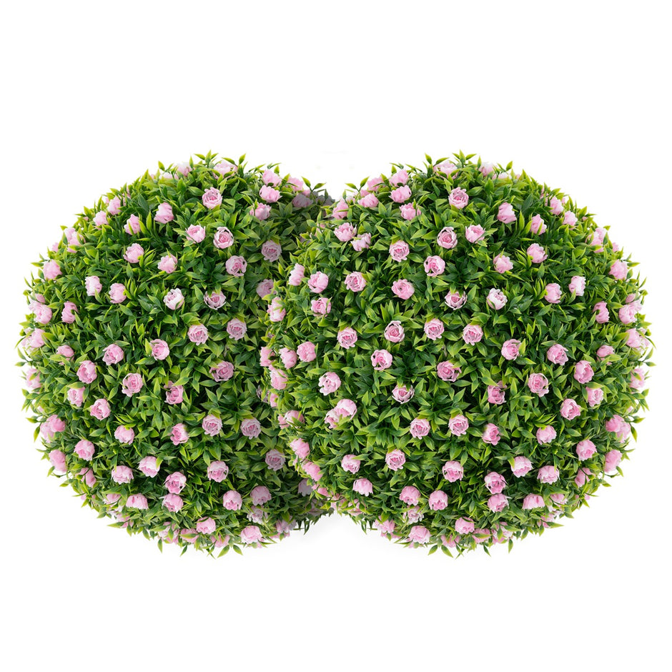 buxbomkulor – UV beständiga dekorativa topiary konstgjord växt – 2 Ø 37 cm – Rosa