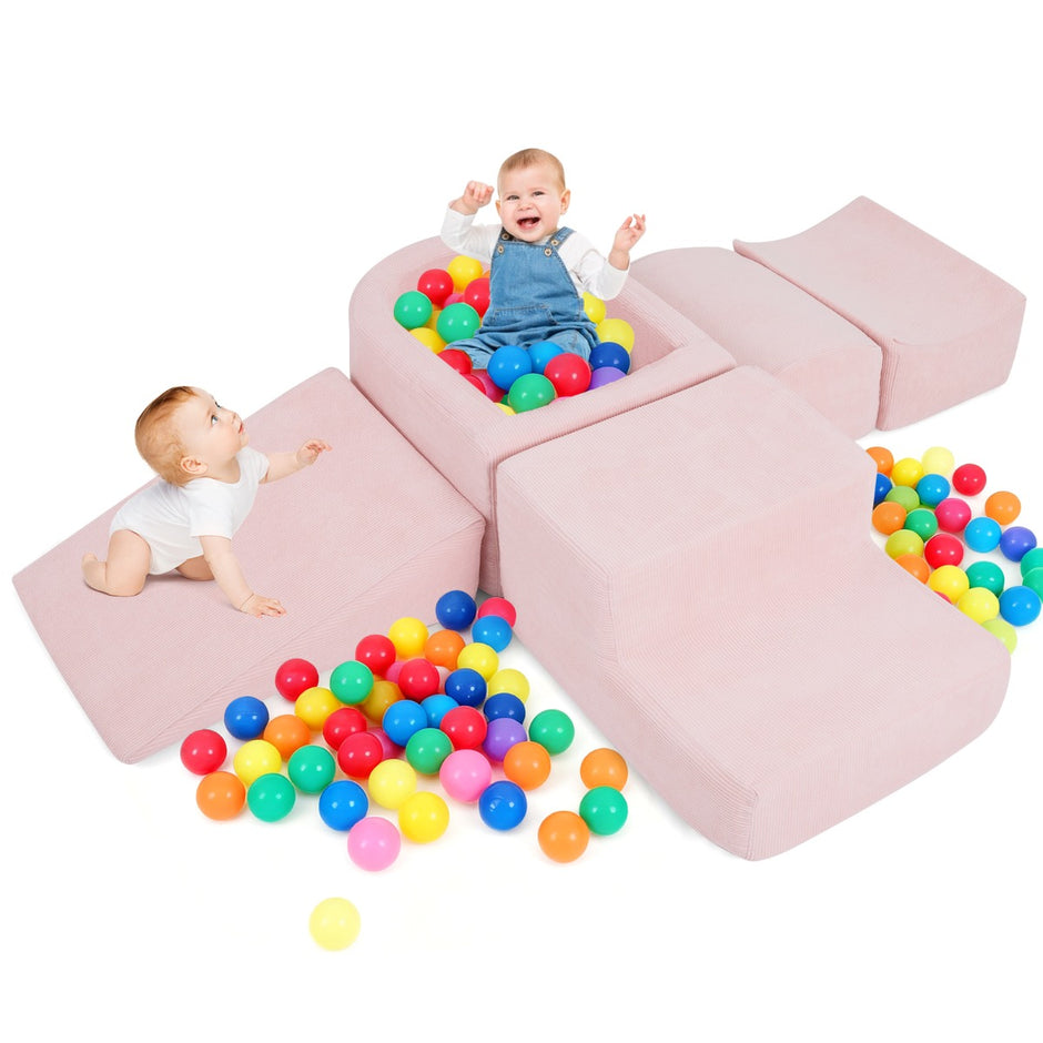 pack – skumbytteklossar med bollgrav (utan bollar) och snörklädsel klätterblock leksaksbyggklossar – 5 – Rosa