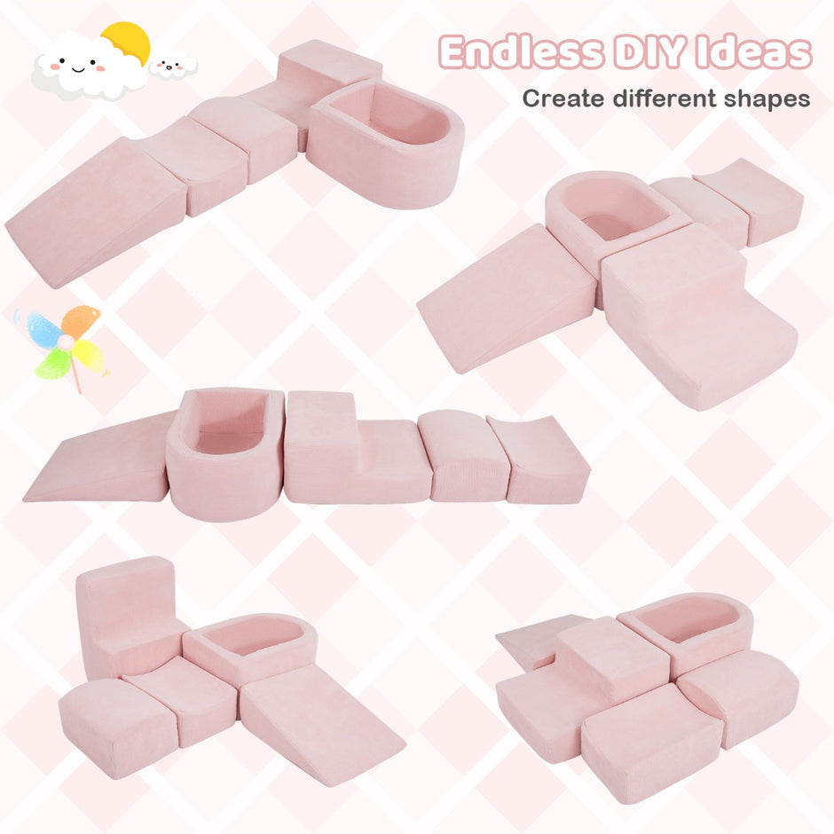 pack – skumbytteklossar med bollgrav (utan bollar) och snörklädsel klätterblock leksaksbyggklossar – 5 – Rosa