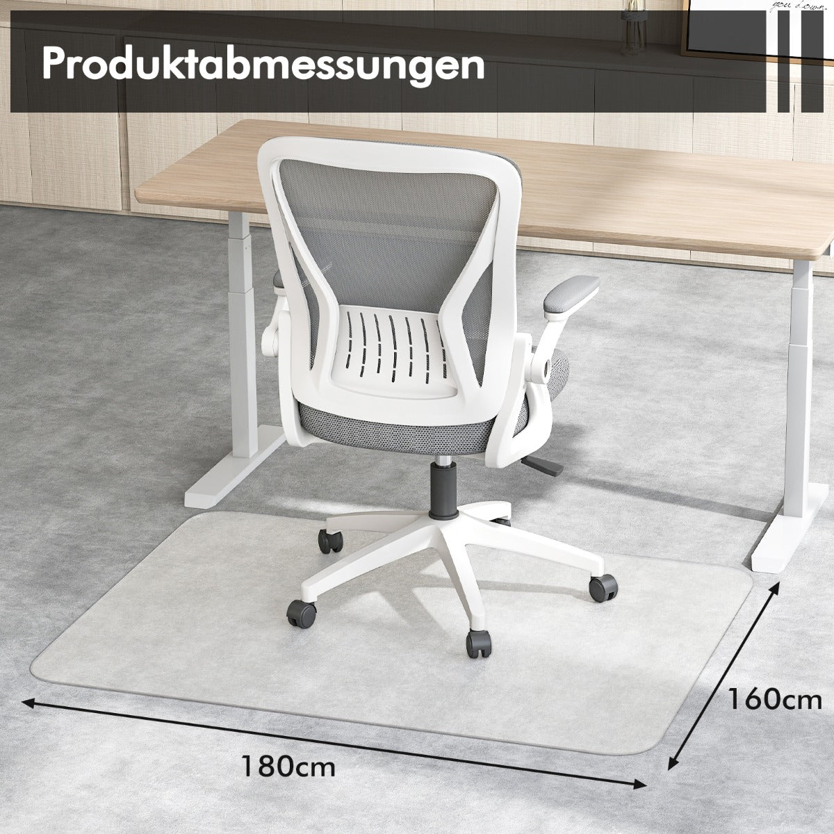 Kontorsstolsunderlägg – Transparent PVC golvskyddsmatta – 180 x 160 cm – Genomskinlig