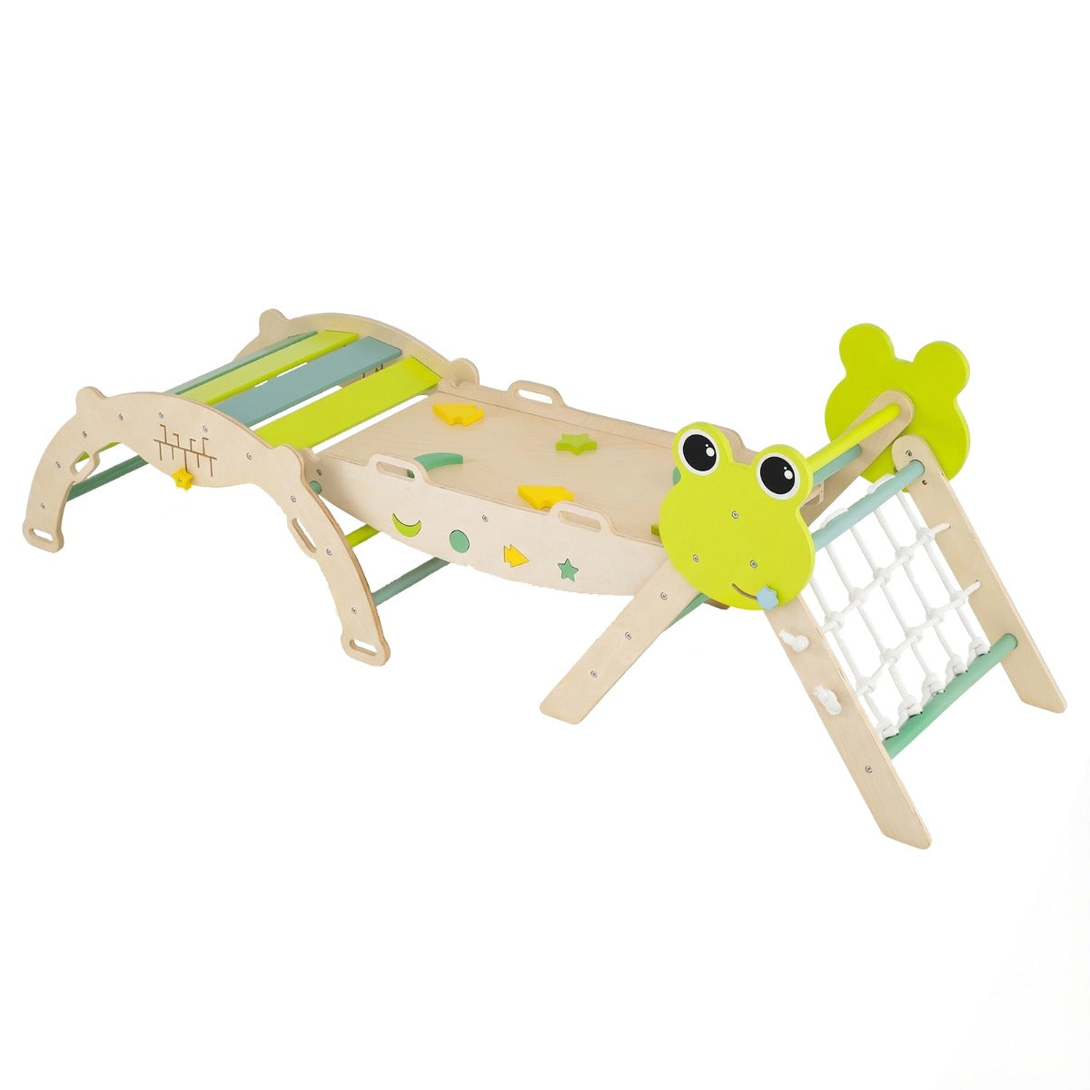 pack – Klätterställning Ihopfällbar Klättertriangel med Klätterbåge och Rutsch Frosch Steg – 3 – Grön