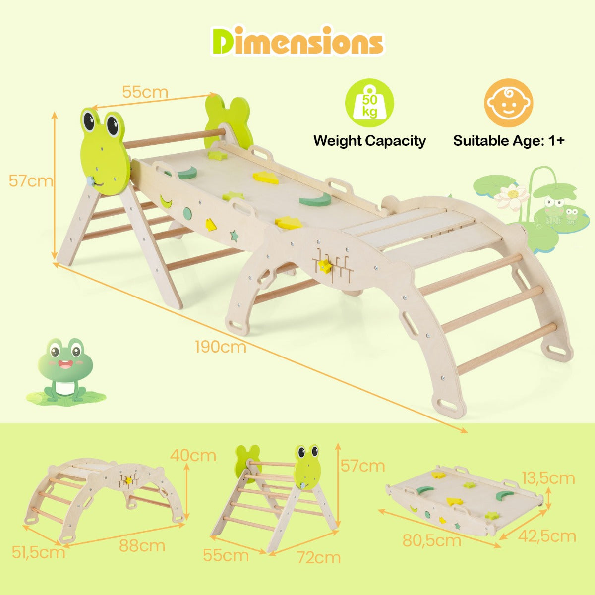 delat – klätterställning med rutschkana, klätterbåge och dubbelsidig ramp, klättertriangel – 3 – Natur