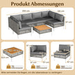 Delat – Lounge möbler utomhus rattan med bord och kuddar fritt kombinerbara set – 7 – Grå
