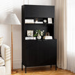 Köksskåp – med Laddningsstation hög Vinskåp Vinglas Hållare Buffé Sideboard – 164 cm – Svart